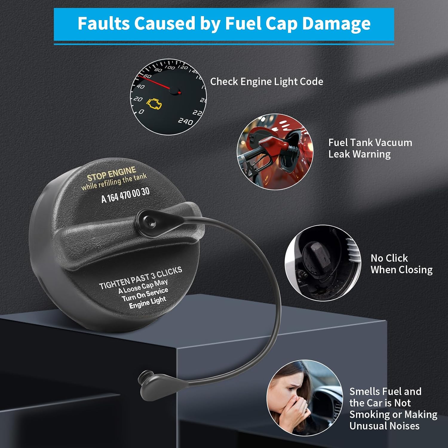 A1644700030 Gas Cap Fits for Mercedes-Benz Fuel Cap, Fuel Tank Cap Fits for ML350 GL450 ML320 R350 ML500 ML63,for AMG GL550 R320 GL63 R500 R63 GL320 ML550 Gas Caps, Gas Cap Replacement A1664705800