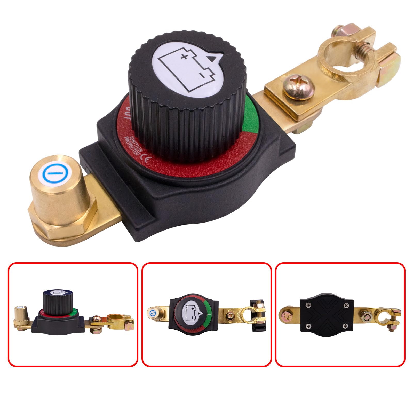 Coupe Batterie 12V-48V, Coupe Batterie en laiton | Coupe Circuit Batterie 12v pour Couper Rapidement l'alimentation, Adapté aux Voitures, Motos, Caravanes, Bateaux
