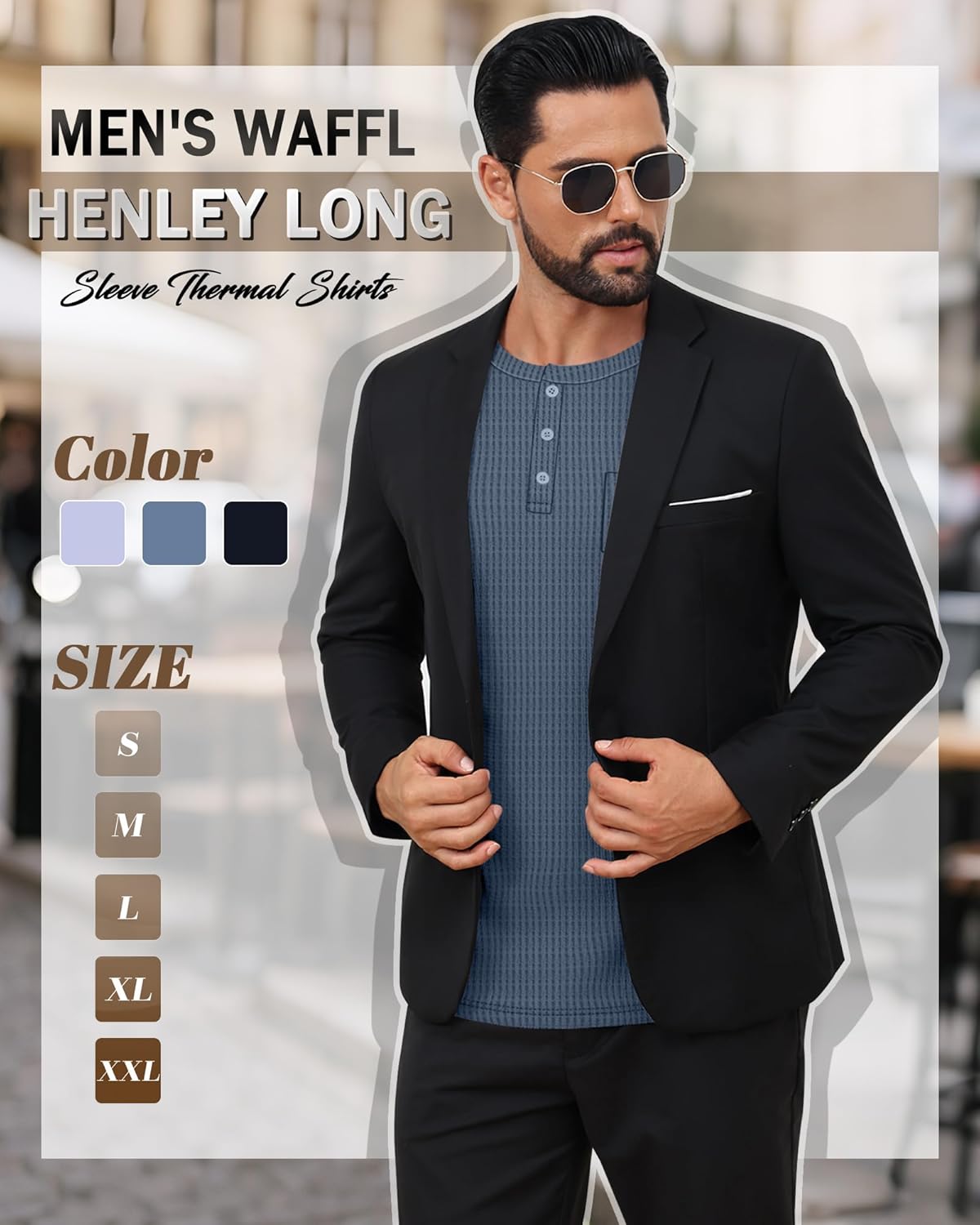 3 Pack Men's Waffle Henley Long Sleeve Thermal Shirts, Lightweight Casual Undershirts Pullover Tops with Pockets - Image 3