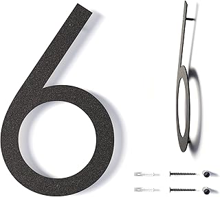 12 Inch Modern Floating House Numbers for Outside | Large Metal House Numbers for Outdoors | Black Coated Rust-Proof Home Address Numbers/Plaques | Metal Numbers