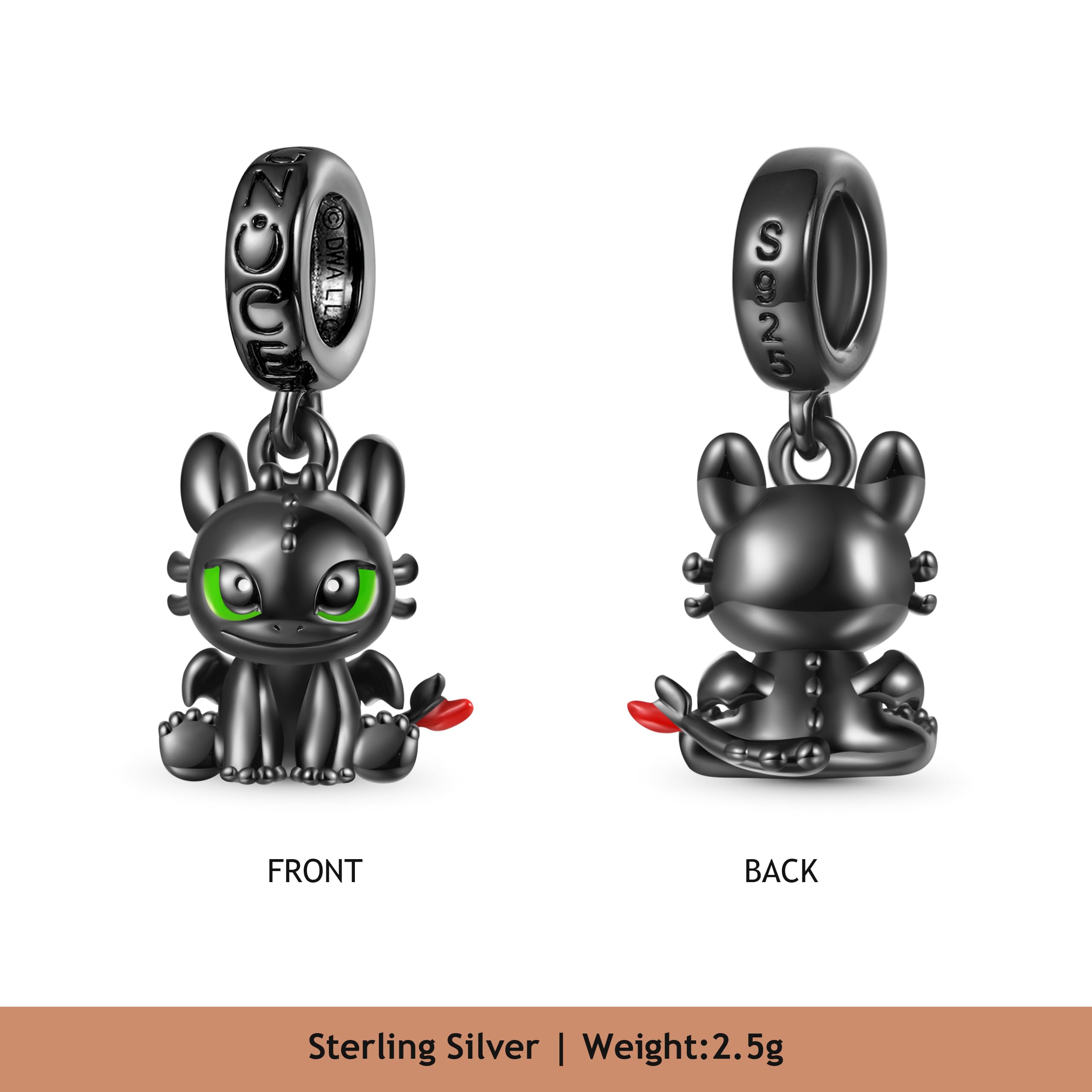 GNOCE How to Train Your Dragon Pendentif Dangle Charm Ohnezahn Rage de Lumière - 925 Sterling Silver Fit Bracelet/Collier Bijoux Cadeau pour Femme Épouse