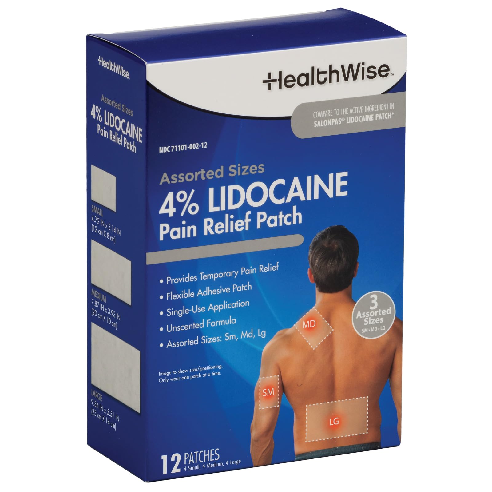HealthWise Lidocaine Pain Patch 4% Assorted Sizes