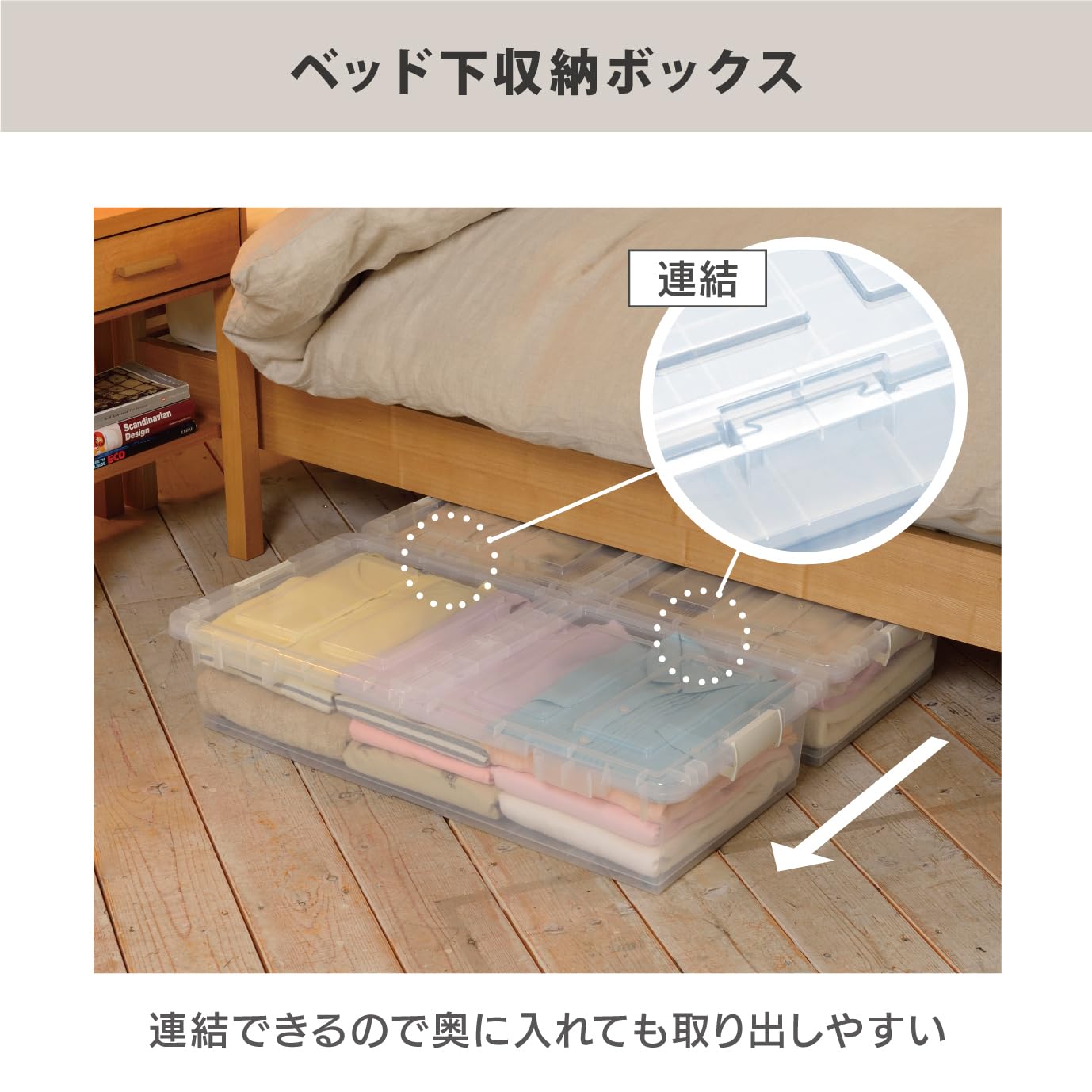 Amazon｜JEJアステージ 衣類収納 ベッド下収納ボックス 2個組 クリア