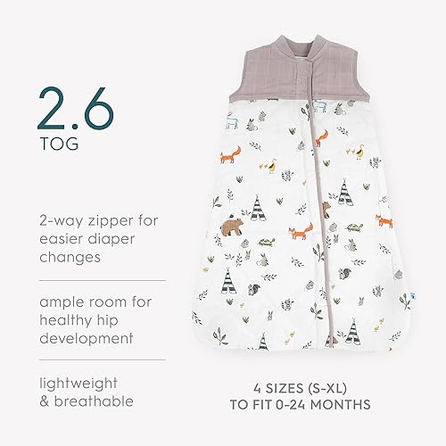 Miniatura 4 de Little Unicorn Saco de dormir acolchado de muselina de algodón  100% algodón  súper suave y ligero  Bebé  Talla S 0-6 meses  Lavable a máquina  2.6