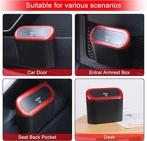 Miniatura 6 de Accmor Bote de basura para automóvil con tapa, paquete de 2 mini organizadores de basura para automóvil, contenedor de basura portátil colgante con