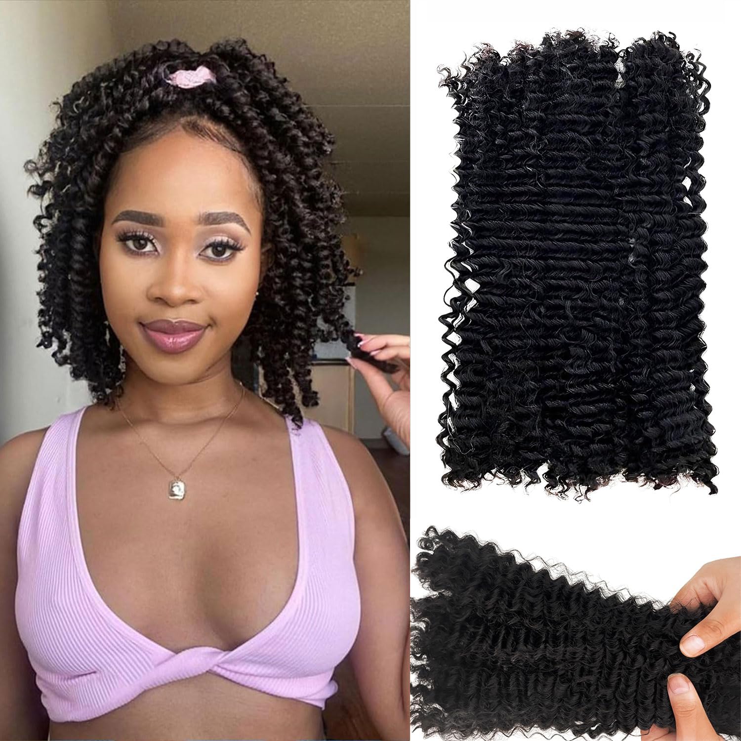 Afro Kinkys Bulk Human Hair 30g/Pack 14Inch 100% Human Hair 4C Afro Kinky Bulk Human Braiding Hair for Locs Extensions/Twists/Braids Natural Black