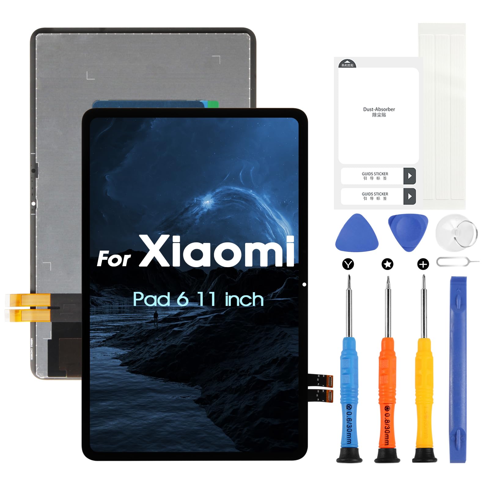 LCD-Display für Xiaomi Pad 6 23043RP34C 23043RP34G 23043RP34I 23043RP34I 11 Zoll LCD Display Ersatz-Touchscreen Digitizer Set mit Reparaturset, Schwarz