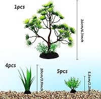 Vista 2 de Decoraciones de plantas de pecera, 10 plantas artificiales para decoración de acuario, decoraciones de peces de árbol de plástico verde para tanque