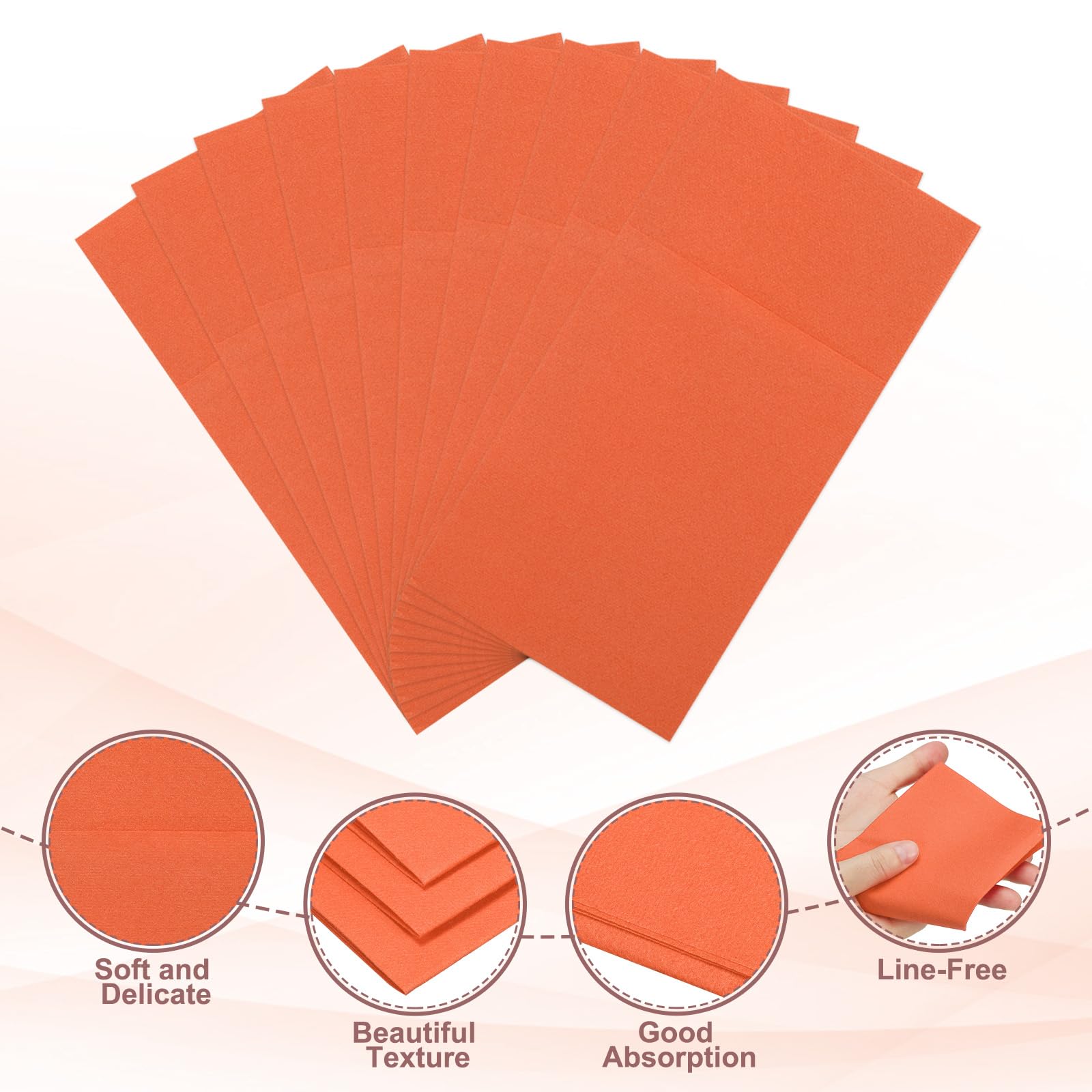 QUARKZMAN 100 Pcs Serviettes Jetables En Lin Essuie-Mains Orange Vif