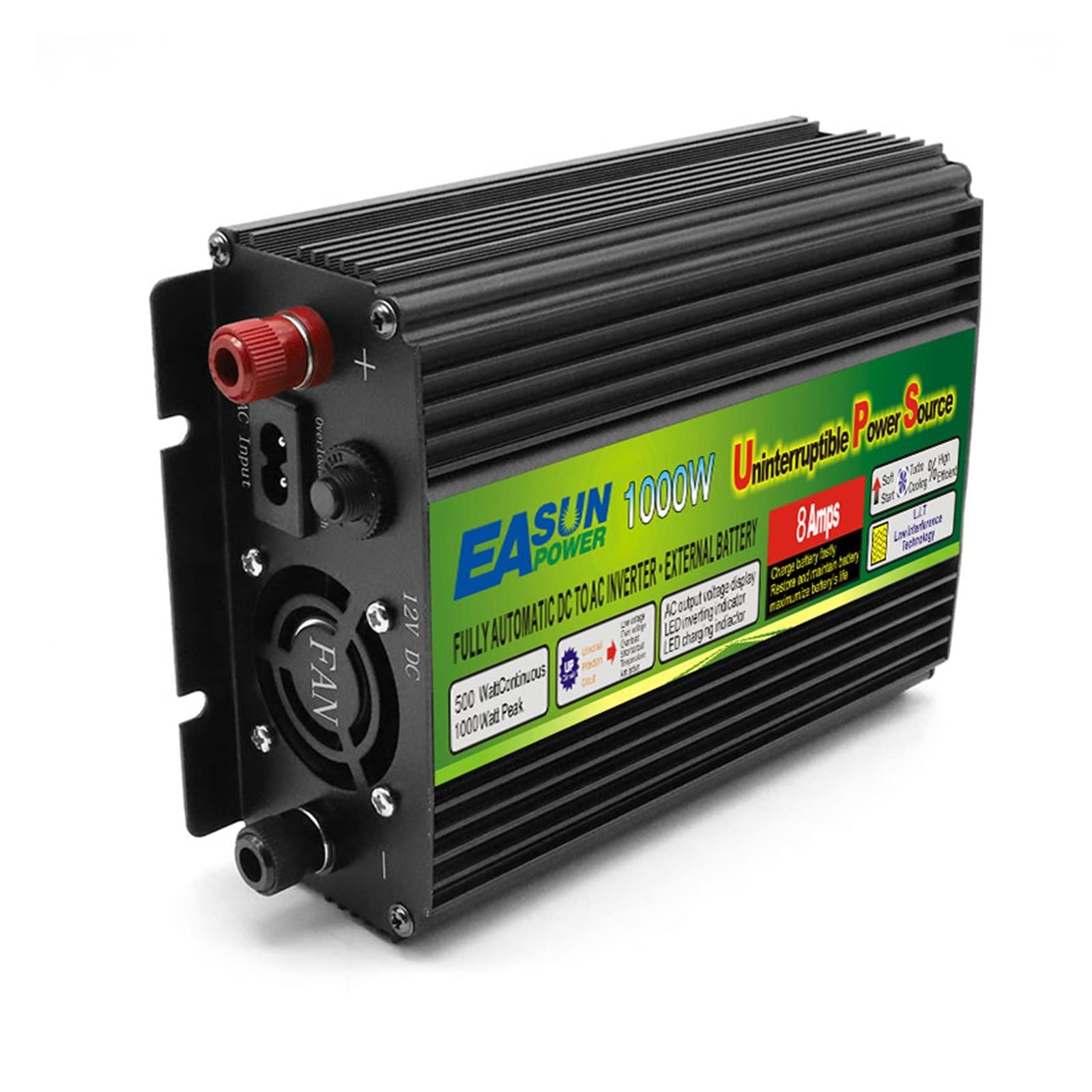Inversor de Onda sinusoidal modificada 2000W 1000W 800W DC 12V AC 220V inversor de Coche de Carga trifásico con Ventilador Inteligente inversor de 12v 220v(2000W)