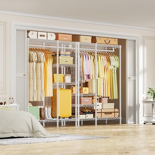 Miniatura 7 de Ulif F4 - Perchero resistente (con barra de suspensión), percheros independientes para colgar ropa, sistema organizador de armario ajustable,