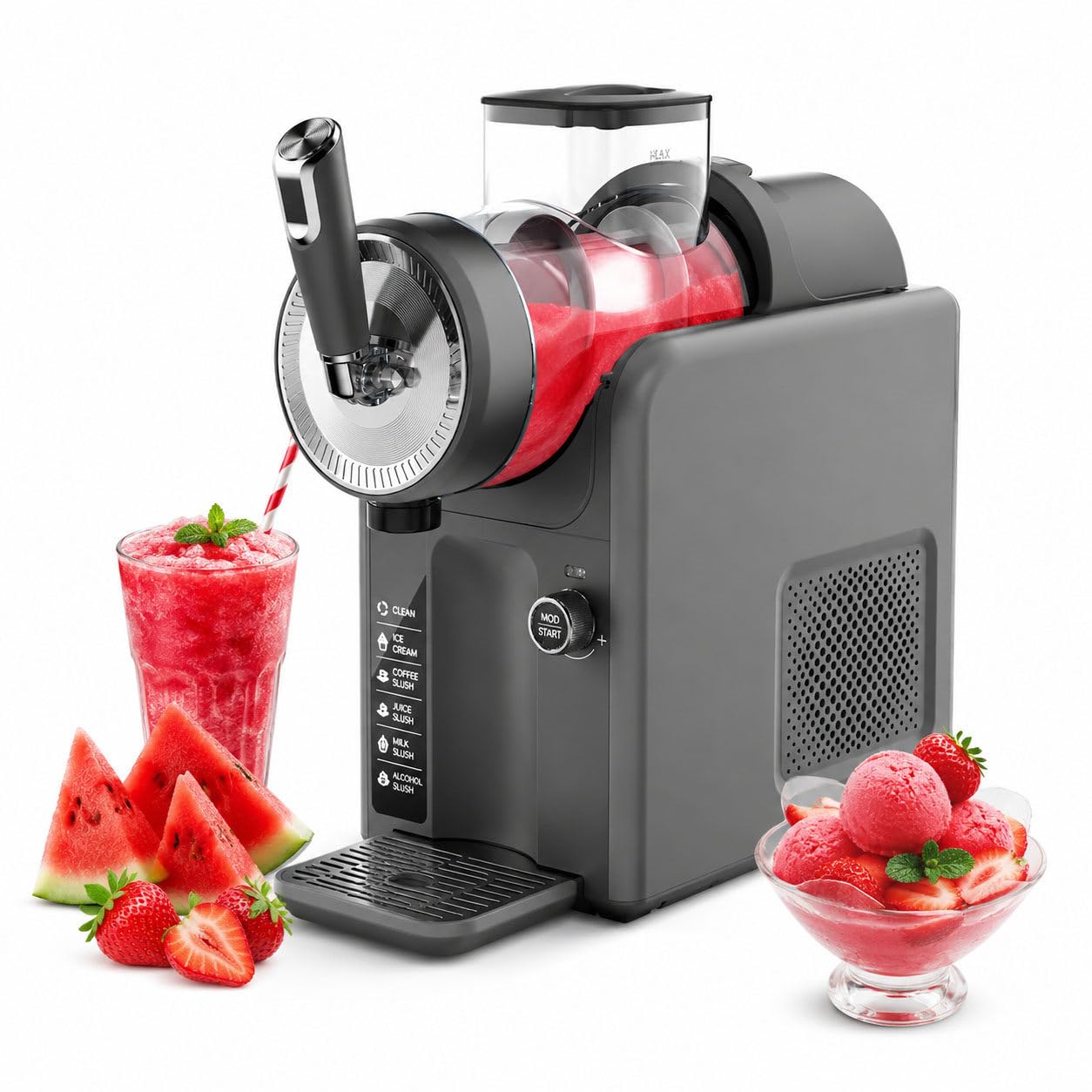 DIUNAOZI Professional Slushie Machine,1.8L Drink Maker and Slush Machine, No Ice or Blending for Margaritas, Frappes and Shakes, 5Preset Modes,Auto Clean for Home & Party Black