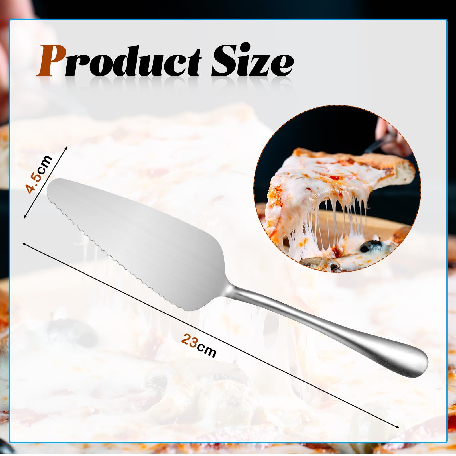 Baderke 50 espátulas de acero inoxidable para servir pizzas, utensilios profesionales para cortar pizza, postre, queso, 9 pulgadas, color plateado