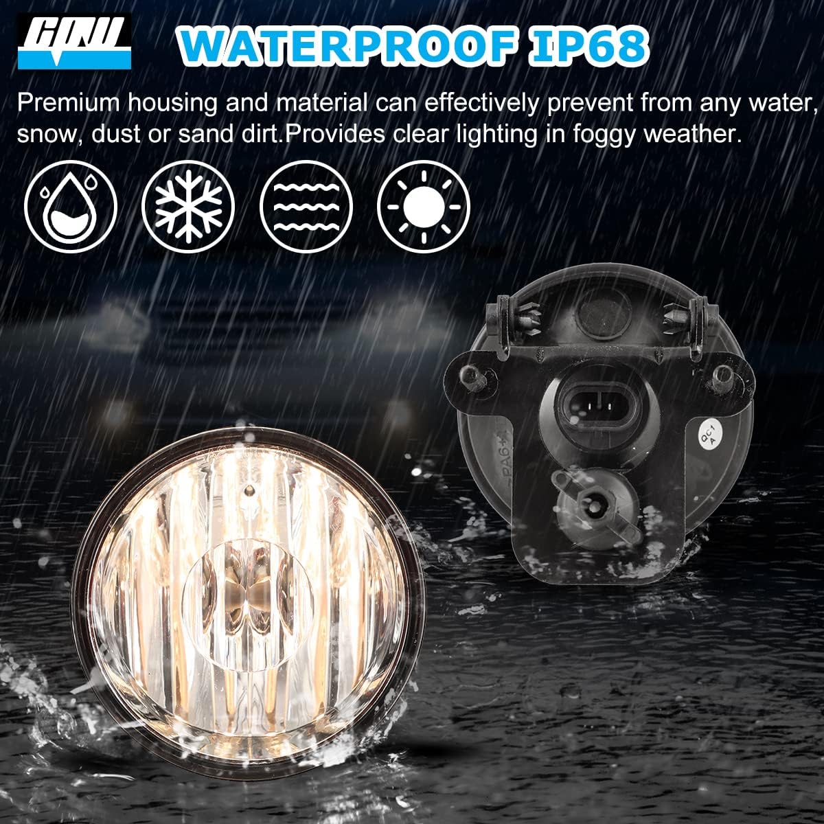 CPW Fog Lights Fit For [2000-2006 Chevy Suburban 1500 2500 Z71] [2000-2006 Chevy Tahoe Z71], Clear Lens Bumper Driving Fog Lights Pair [1997-2003 Pontiac Grand Prix] [2000-2005 Pontiac Sunfire]