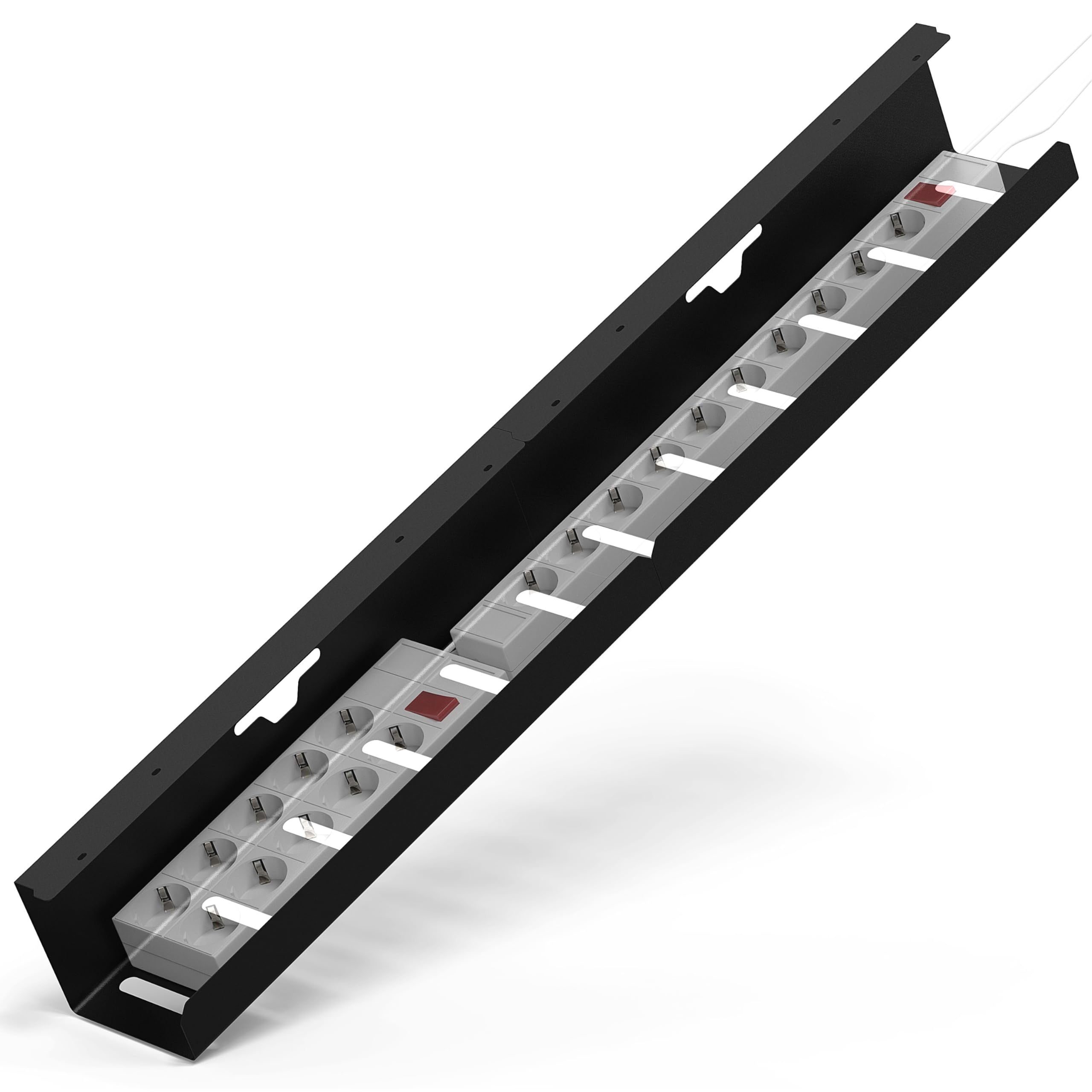 iVengo® XL Organizador Cables Escritorio Probado por TÜV [2x50cm] para una Recoge Cables Ideal - Espacioso Organizador de Cables [Juego de 2] - Bandeja Cables Escritorio Robusto e Inteligente - Negro
