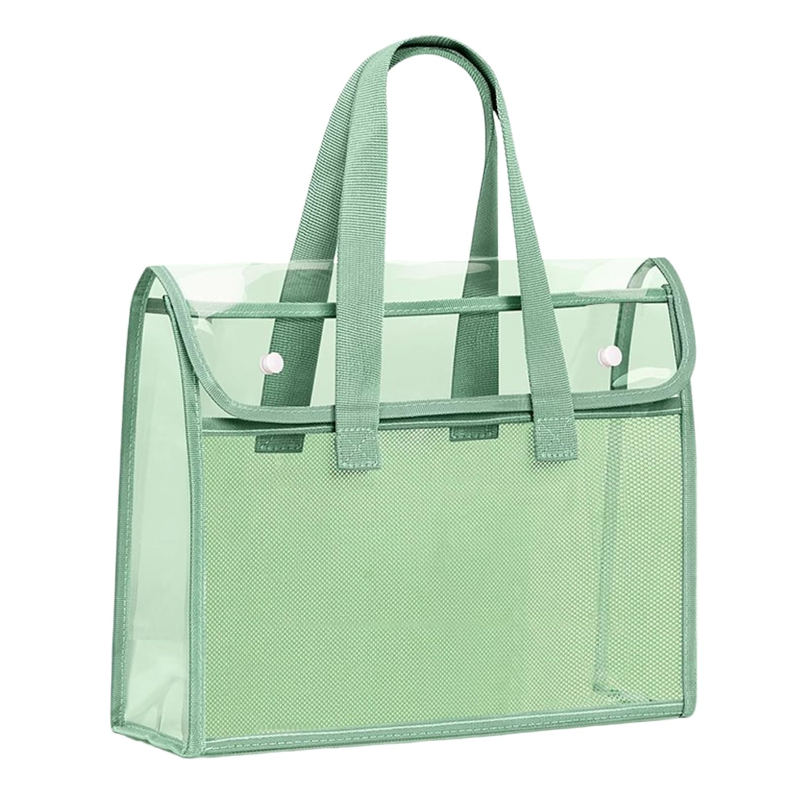 Jazuaiao Transparent PVC File Organizers, Double Layer Handheld Document Bag for, School, Travel File Folder