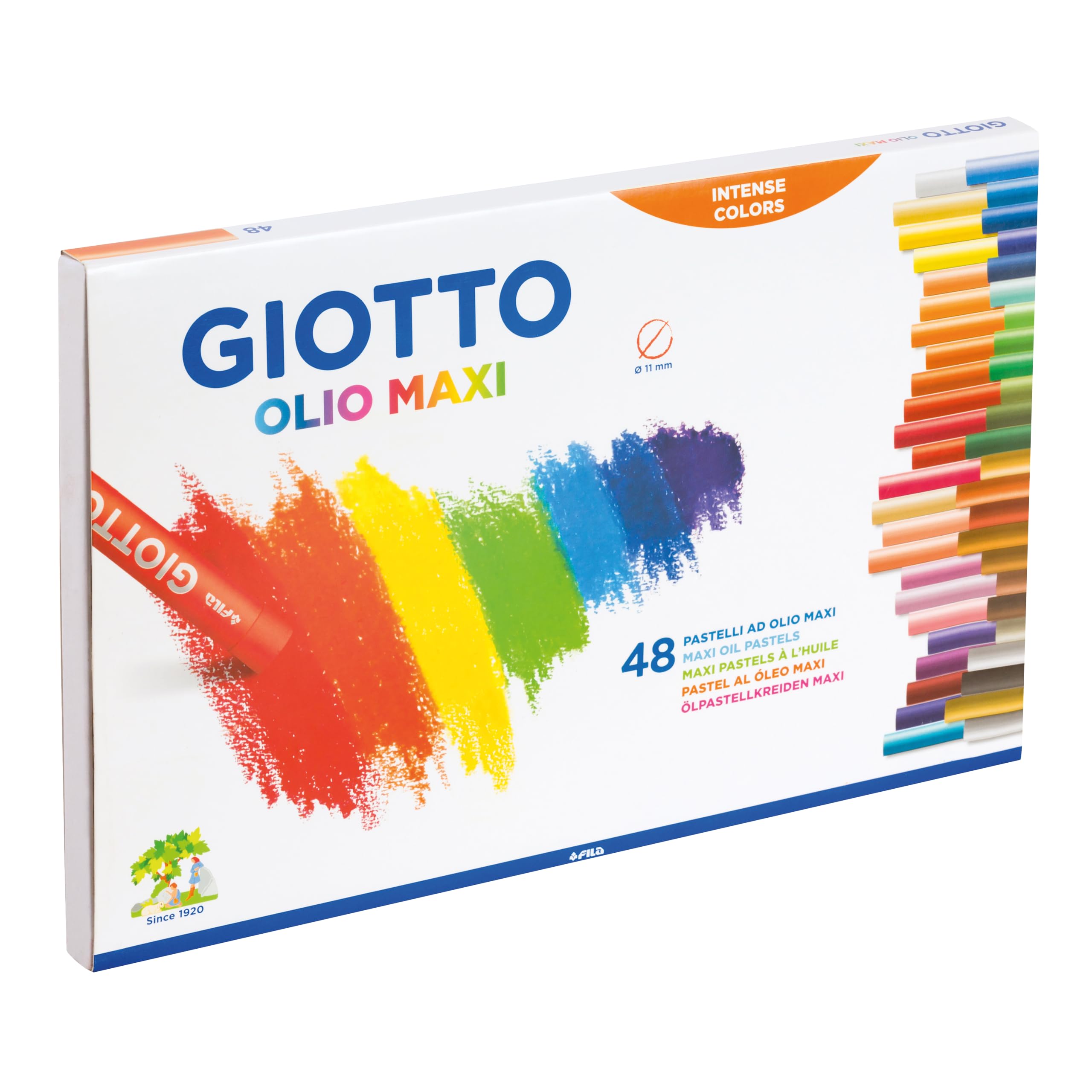Olio Maxi Oil Pastel Set for Children, 48 Assorted Colours, Large Kids Artist Pastels, For Home and Schools