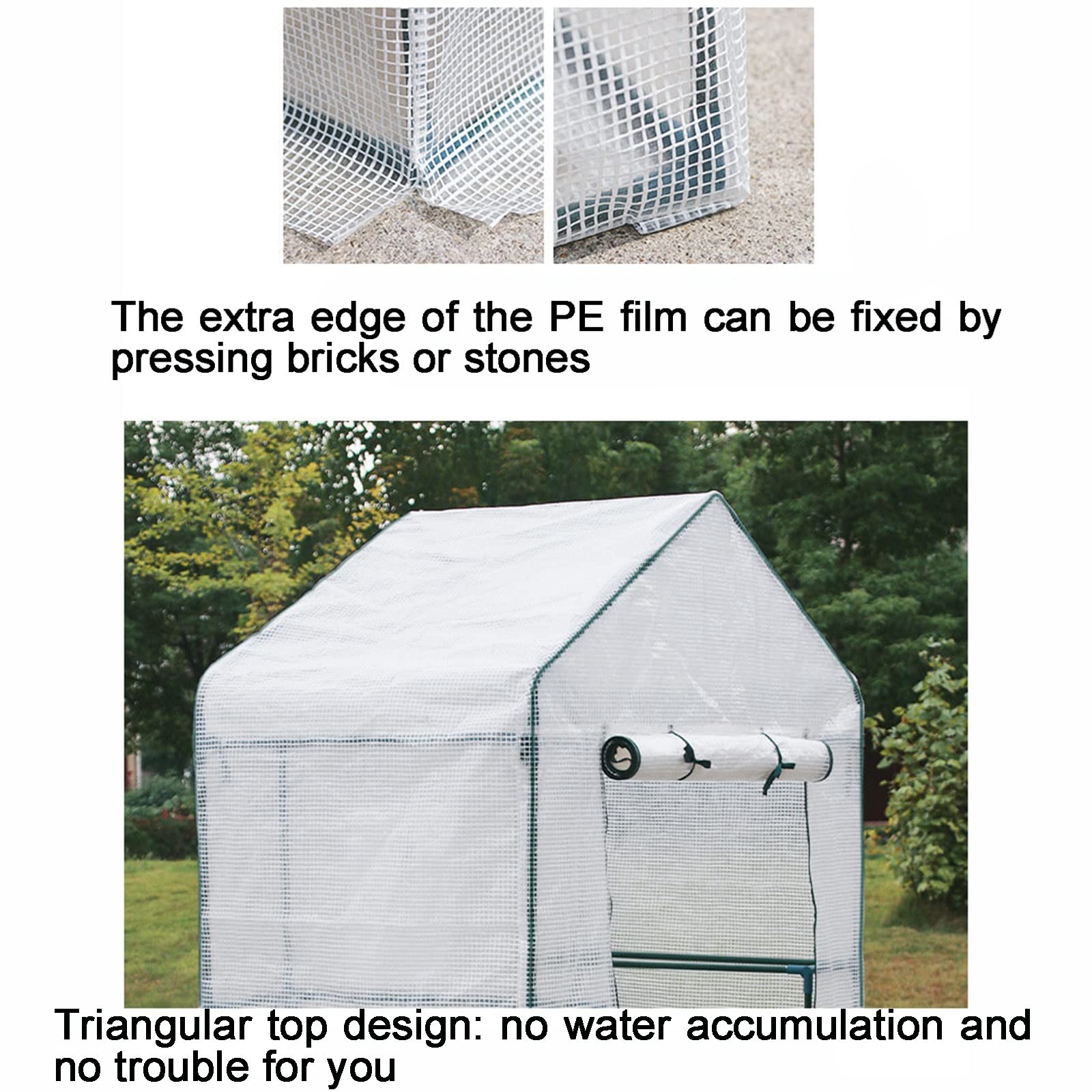 Serre Tunnel de Jardin,PE Jardin Walk-in Greenhouse Plant Cover avec Portes et Fenêtres Serre de Jardin à Toit en Pente, Serre à Tomates, Abri Potager Serre Kit pour Plantes