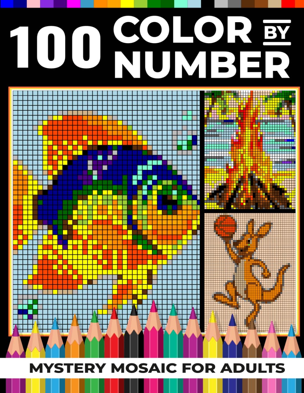 100 Color by Number Mystery Mosaic for Adults: Featuring Rectangle, Hexagon & Diamond Shapes