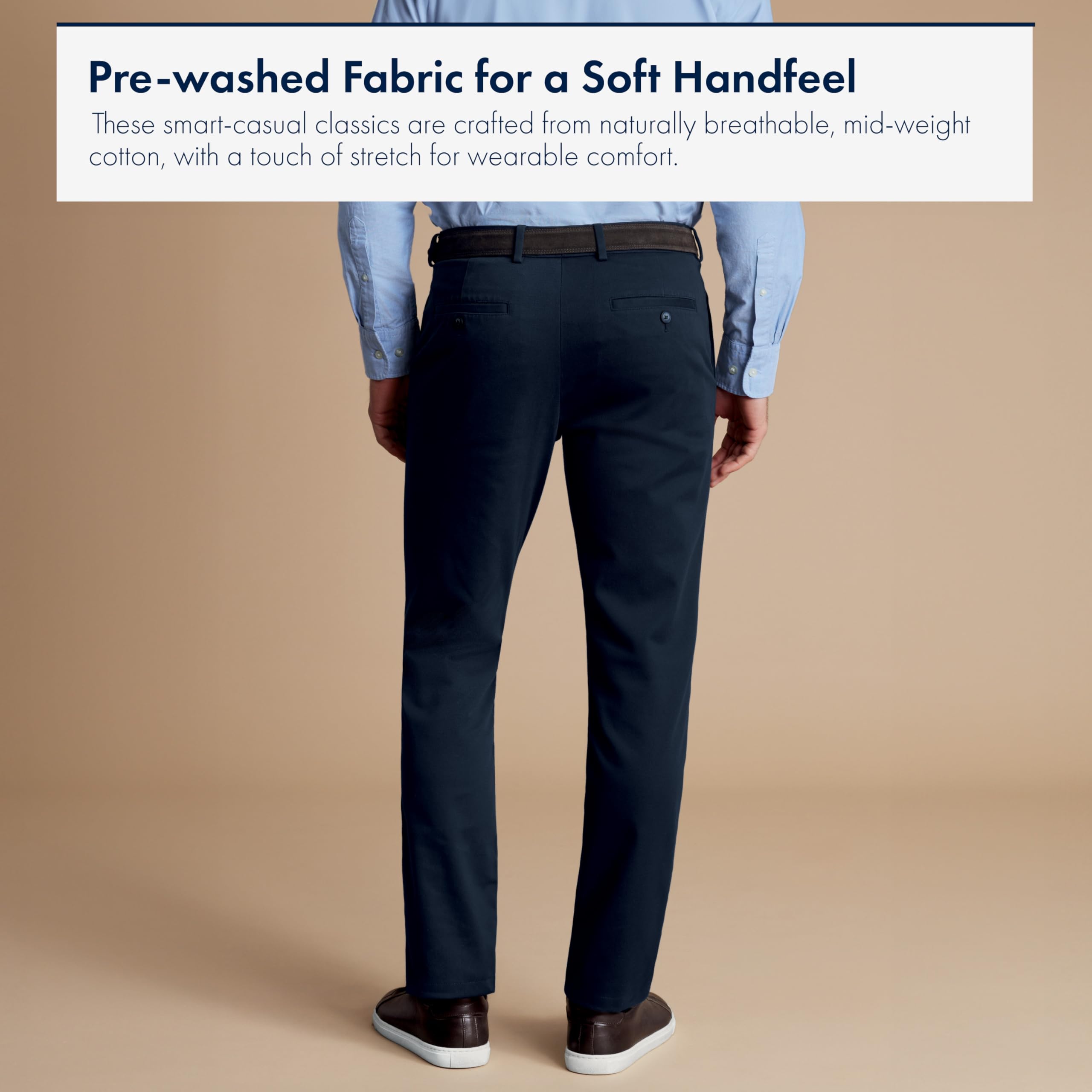 Charles Tyrwhitt Men's Chino Trousers - Ultimate Non-Iron Stretch Chinos for Men - Slim Fit - Smart Casual Cotton Chinos for Work, Travel & Everyday Wear