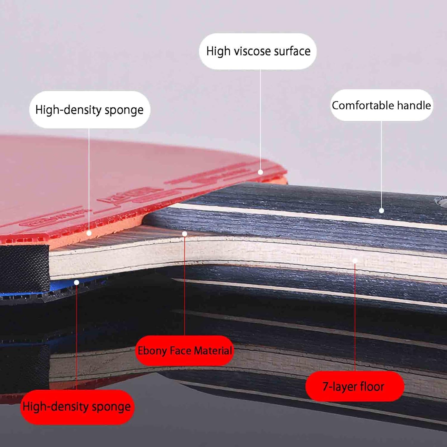 Table Tennis Bat Professional Advanced Ping Pong Racket 6 Star Game Comfortable Handle for Indoor Outdoor Home School/A/Long Handle