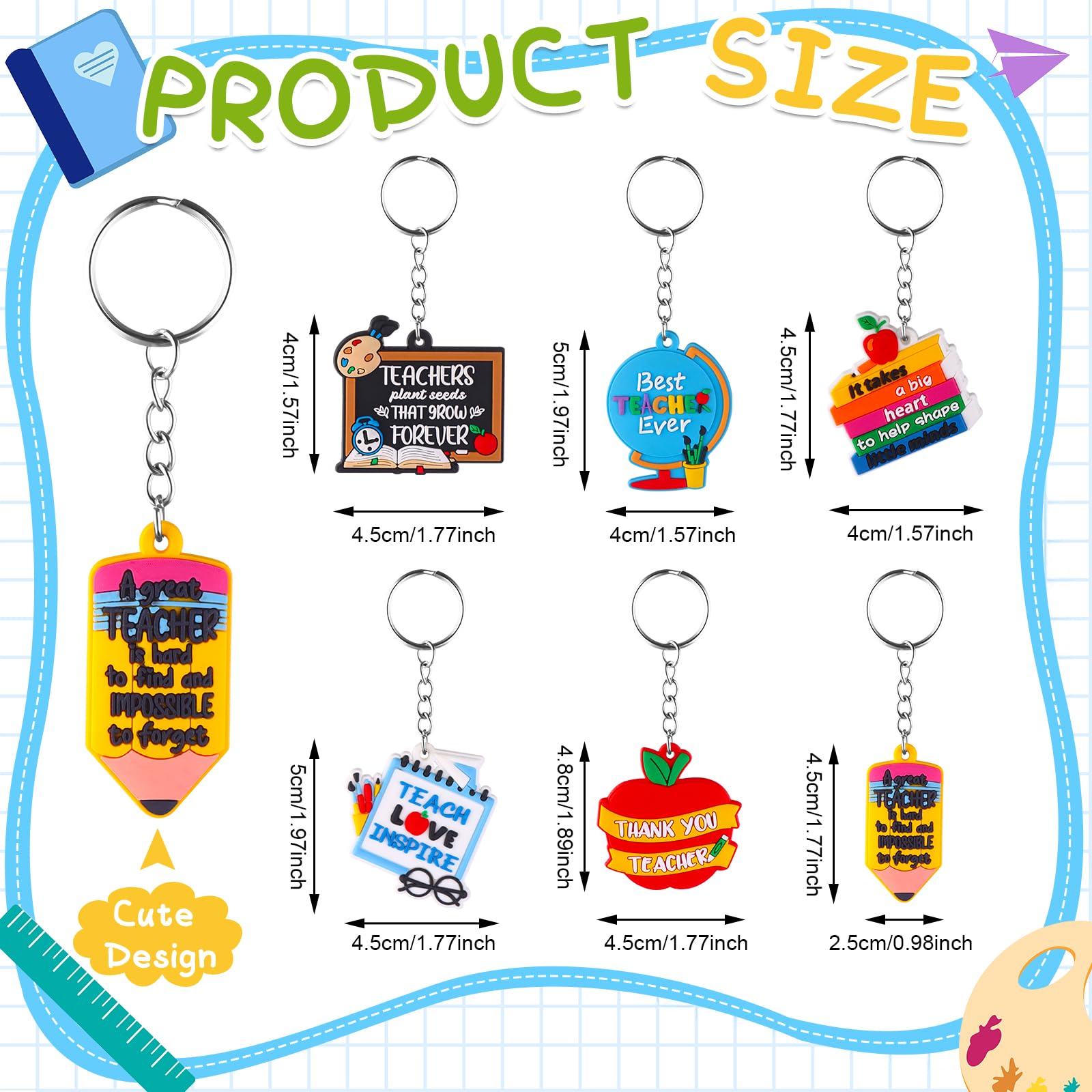 24 Pcs Teacher Appreciation Gift Bulk Include Magnetic Bookmarks Thank You Keychains Office Inspirational Gifts for Women Employee Appreciation Gift for Teacher Coworker School Volunteer - Image 2