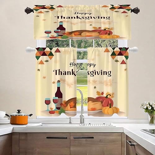 Vista 20 de Shrahala Ethnic Geometric Tribal Kitchen Valances Half Window Curtain, Native American Navajo Tribal Design Print Kitchen Valance for Window Ink