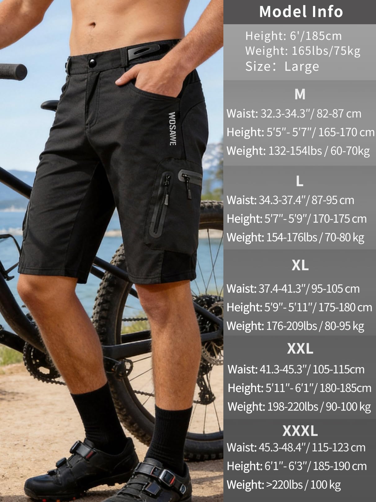 WOSAWE Shorts de Cyclisme Respirant Confortable Cuissard de Vélo pour Casual VTT Courir Equitation