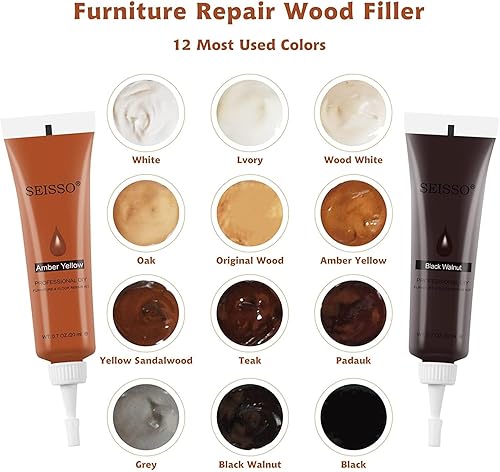 Miniatura 2 de SEISSO Kit de reparación de madera, pintura de retoque de madera, restaura cualquier tinte de madera para muebles de madera, 12 colores, cubierta de