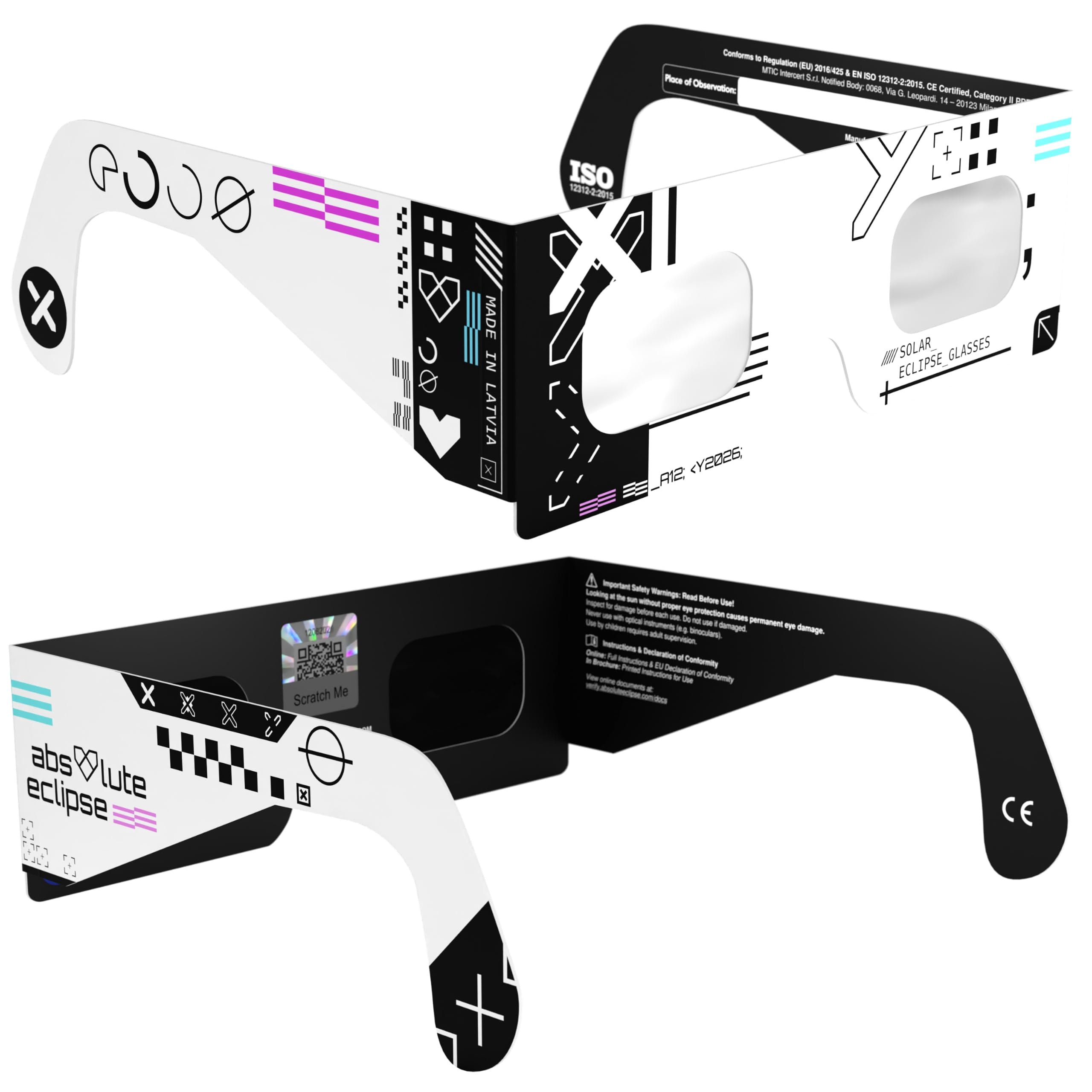 Absolute Eclipse Sonnenfinsternis Brille 2026 zum Sehen der Sonnenfinsternis - ISO 12312-2 CE Zertifiziert - 12. August 2026 - Erwachsene Kinder - EU Hersteller Anerkannt AAS - 55+ Designs