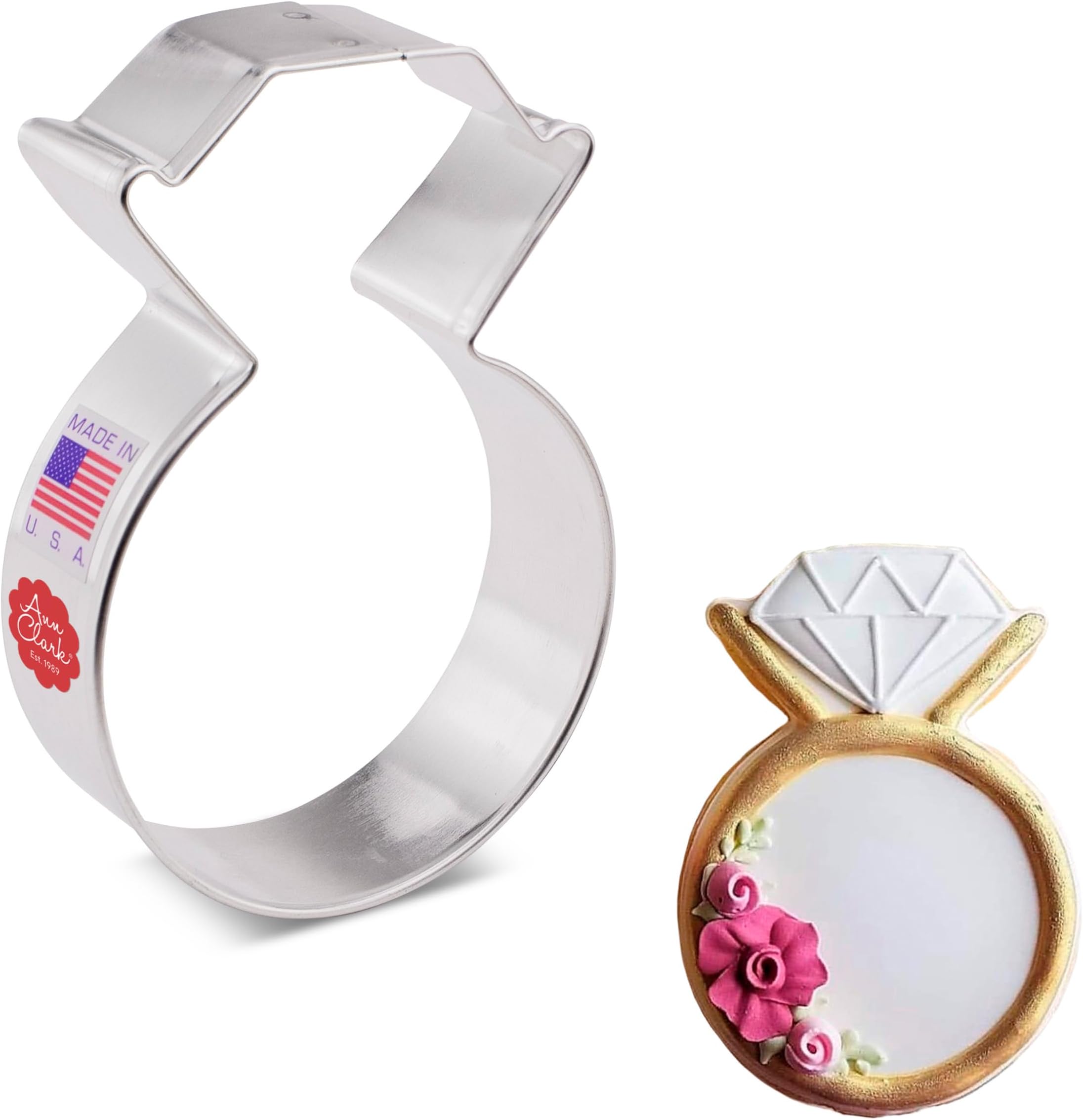 Diamond Engagement Ring Cookie Cutter 9.5 cm, Made in USA by Ann Clark