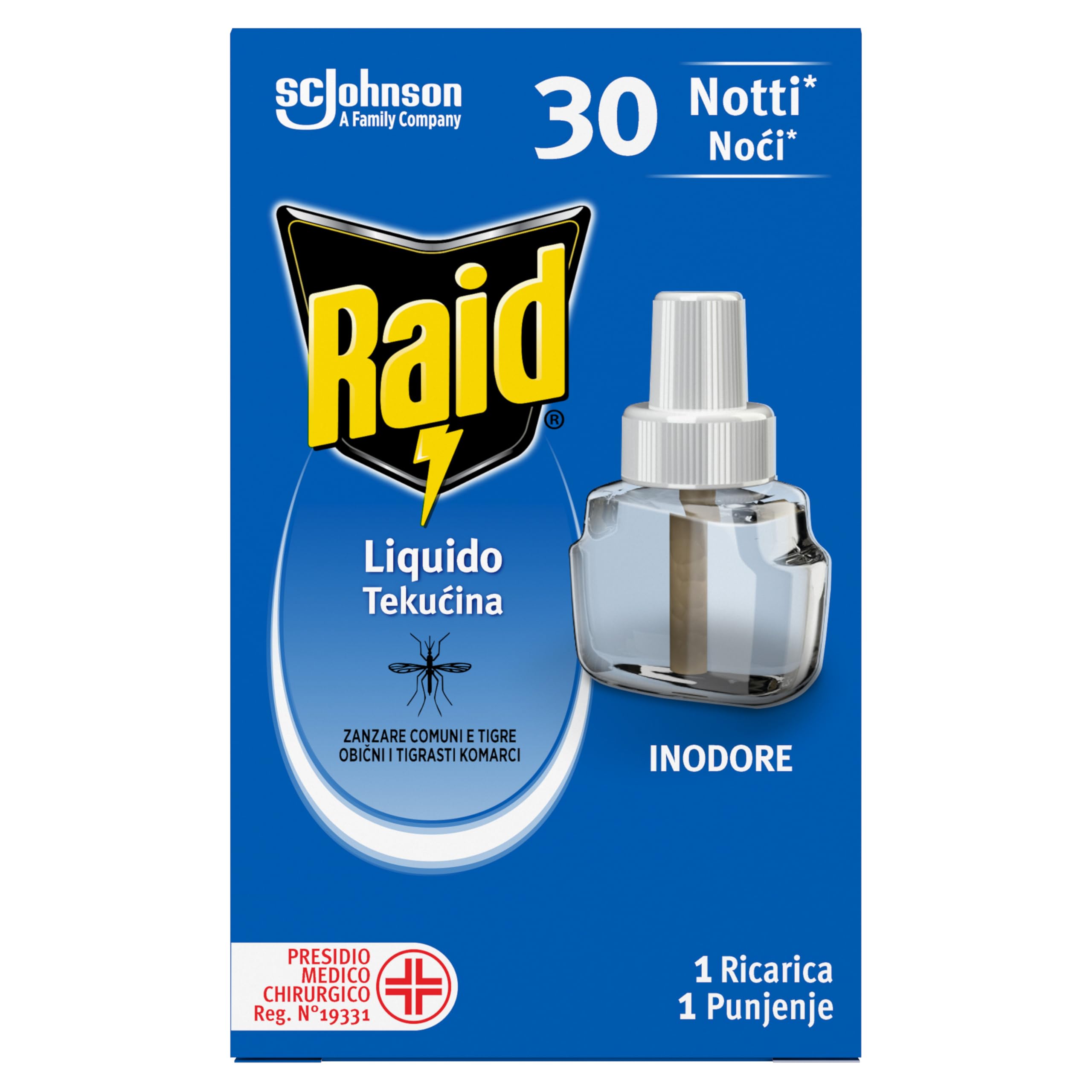 Raid Ricariche Per Diffusore Elettrico Antizanzare – 4 Confezioni X 30 Compresse (120 Compresse) – Inodore E Efficace Contro Zanzare Tigri