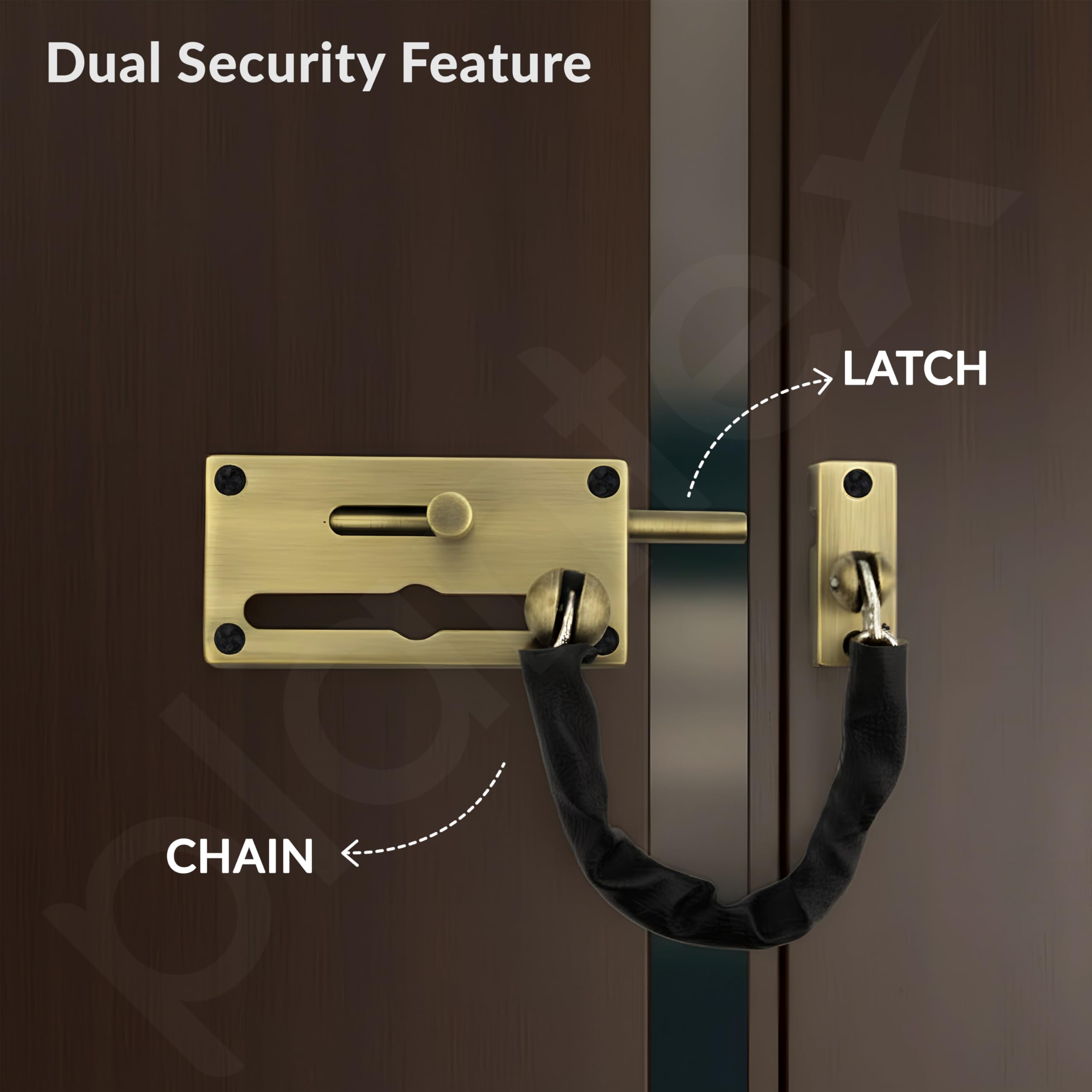 Plantex Door Chain with Baby Latch/Door Chain Lock for Main Door/Latch Lock for Door/Heavy Duty Door Safety Guard Lock for Home, Hotel & Office Security – Pack of 1 (DTK-294-Brass Antique) — Amazon image 4
