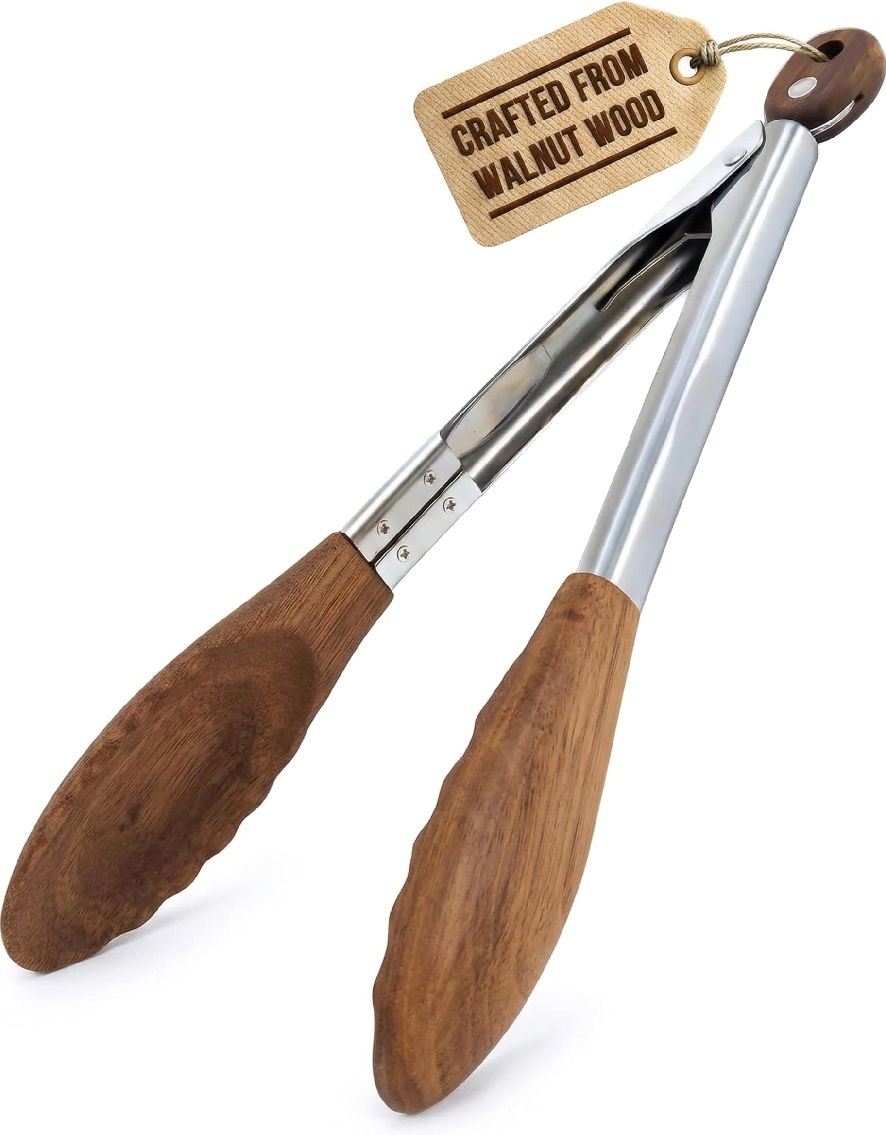 – Boxiki Kitchen Tongs for Cooking with Wooden Tips - Wooden Tongs Ideal for BBQ, Salad, Toaster, Bread & Pickles - Made of Natural Walnut Wood, Size 12 Inch