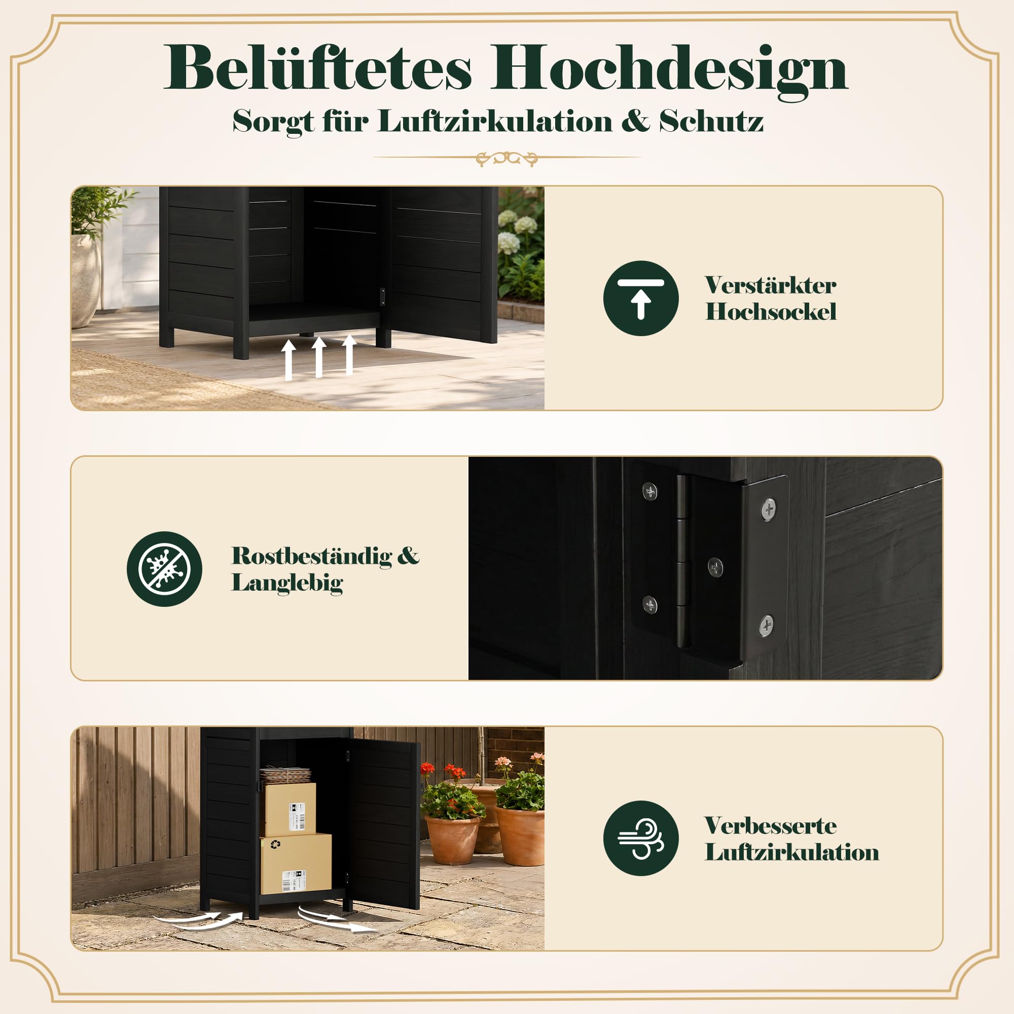 Pamapic Paketbox, Extra Große Briefkasten mit Paketfach den Außenbereich, Bodenmontiert, Abschließbar, Wetterfeste Paketbriefkasten Holz mit Klappdeckel, Schräger Oberseite, 50x49x114 cm, Schwarz
