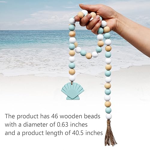 Miniatura 3 de Juego de 4 sillas de playa para decoración de playa, guirnalda de cuentas de madera, bonita decoración estética, decoración costera para el hogar,