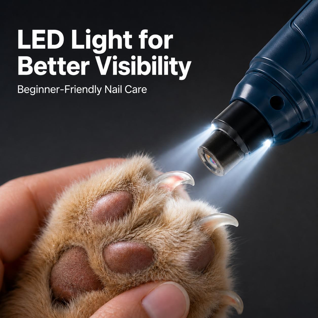 Hund Nagelschleifer für Katzen & Hunde - Leiser Elektrischer Trimmer, 16 Geschwindigkeiten, USB-C