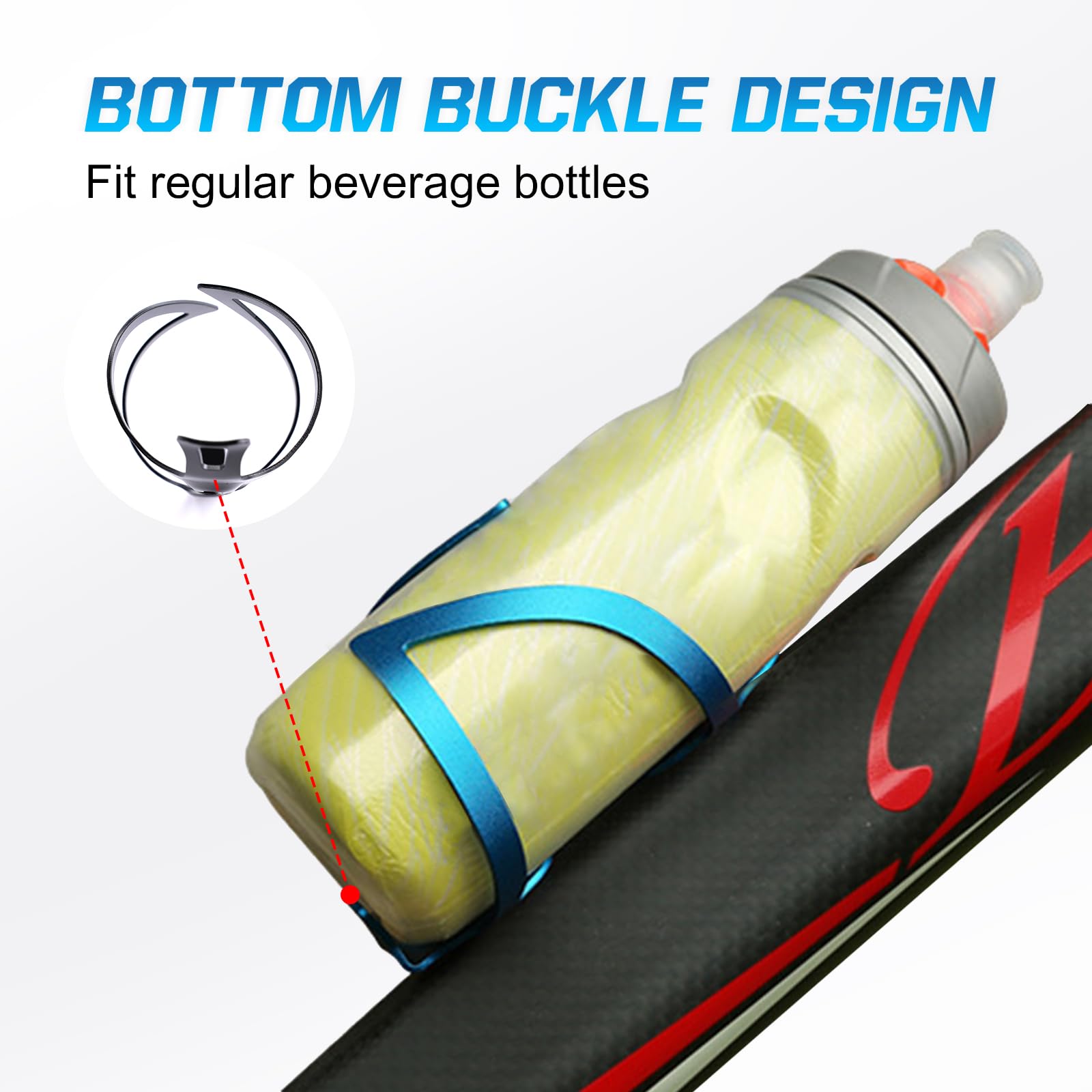 aiGear Portaborraccia per Bicicletta | 2 Pack | Lega di Alluminio Leggera e Durevole | Adatta Alla Bottiglia da 2,9-3,5" di Diametro | per Ciclismo in Bicicletta di Montagna su Strada | Blu