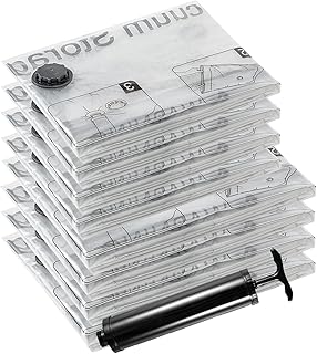 Space Saver Bags (4 Jumbo, 4 Large) Vacuum Storage Sealer Bags for Blankets Clothes Pillows Comforters with Hand Pump - 8 ...