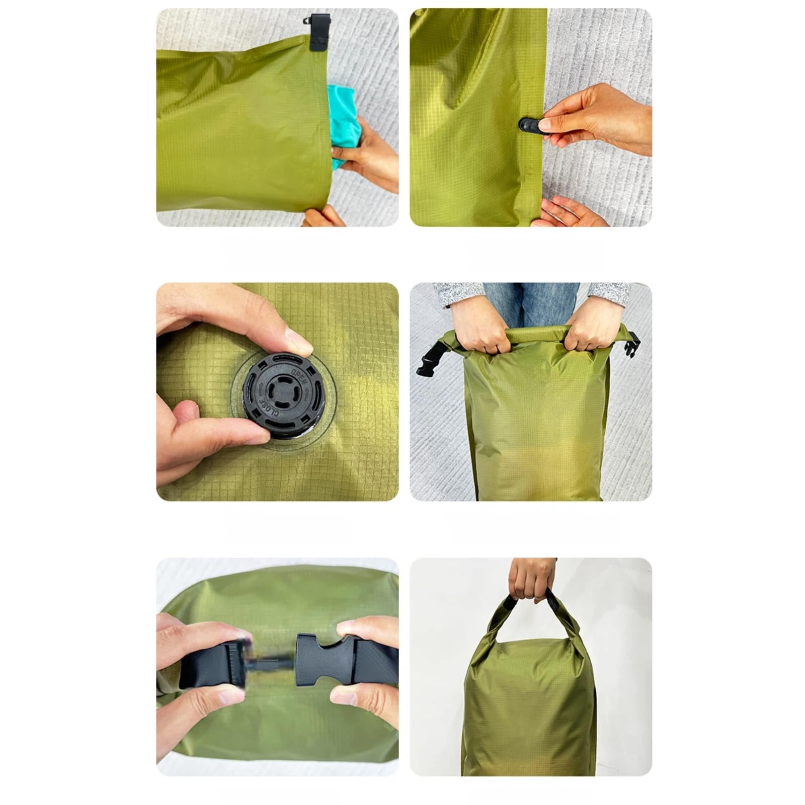 Bolsa Compresión Enrollable Con Hebilla Gran Capacidad Portátil(,green)