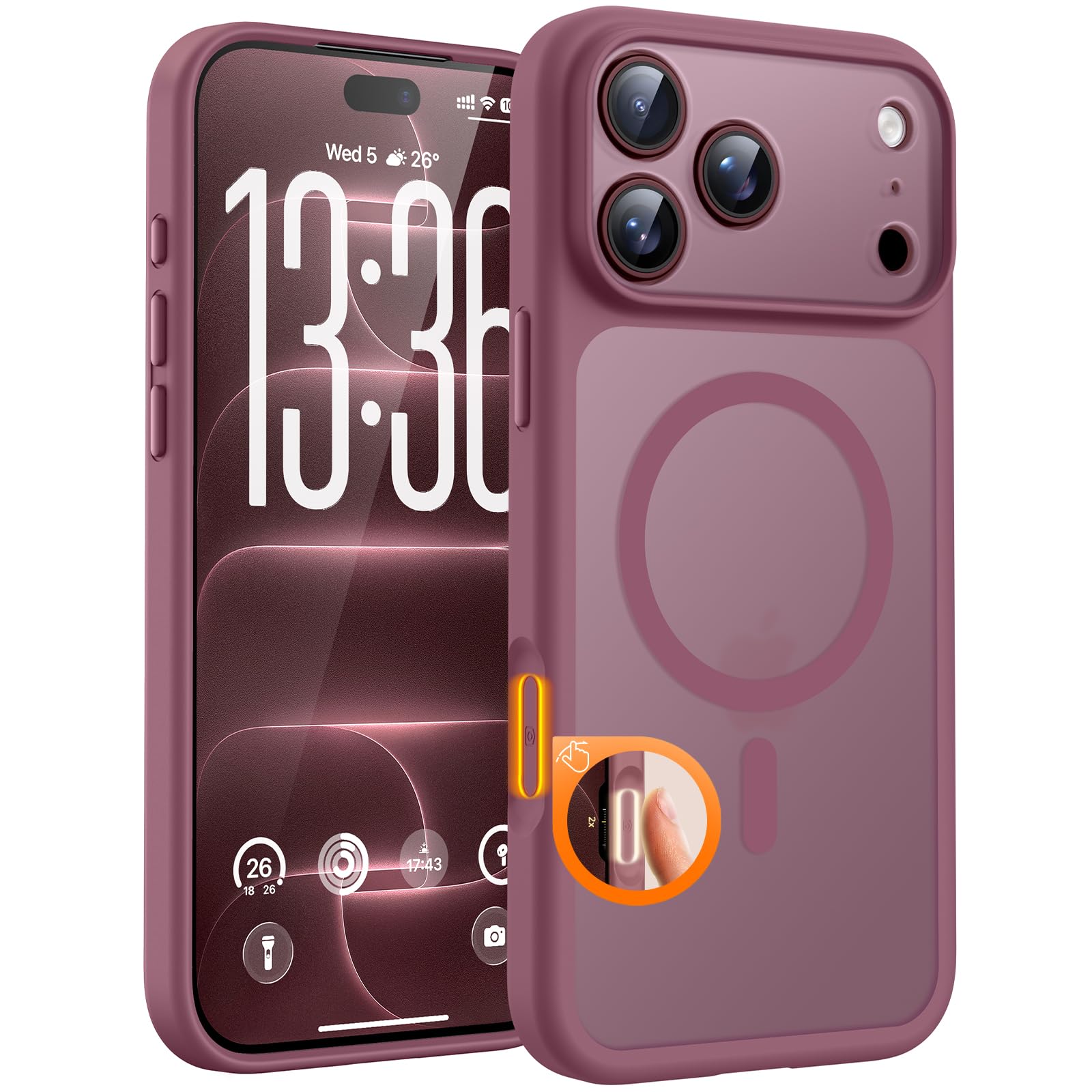 TOCOL for iPhone 18 Pro Max Case, Compatible with MagSafe, Plum