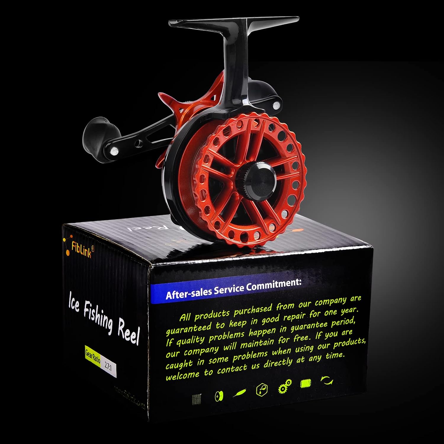 Fiblink Inline Ice Fishing Reel Right/Left in Line Ice Reel 2.7:1 Spinning Fishing Reel Ultra Smooth Ice Fishing Reel with 4+1 Ball Bearings