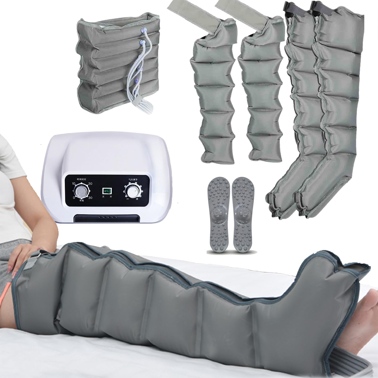 Drenaż limfatyczny, kompresyjny masażer do nóg, 6-wnękowy przyrząd relaksacyjny całego ciała, buty kompresyjne, do cyrkulacji, ramion, opasek na talię, stopy, kostki, łydek, relaks, ulga w bólu mięśni