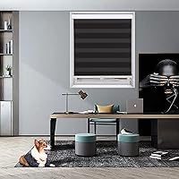 Vista 2 de Persianas horizontales de cebra personalizadas y sin cordones, persianas enrollables de doble capa, transparentes o con control de luz de privacidad