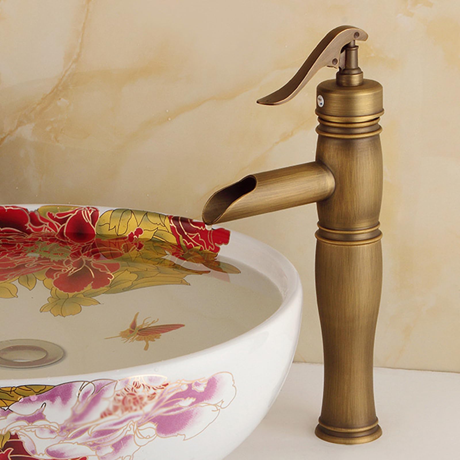 Mitigeur cascade pour lavabo rétro en laiton noir design salle de bain