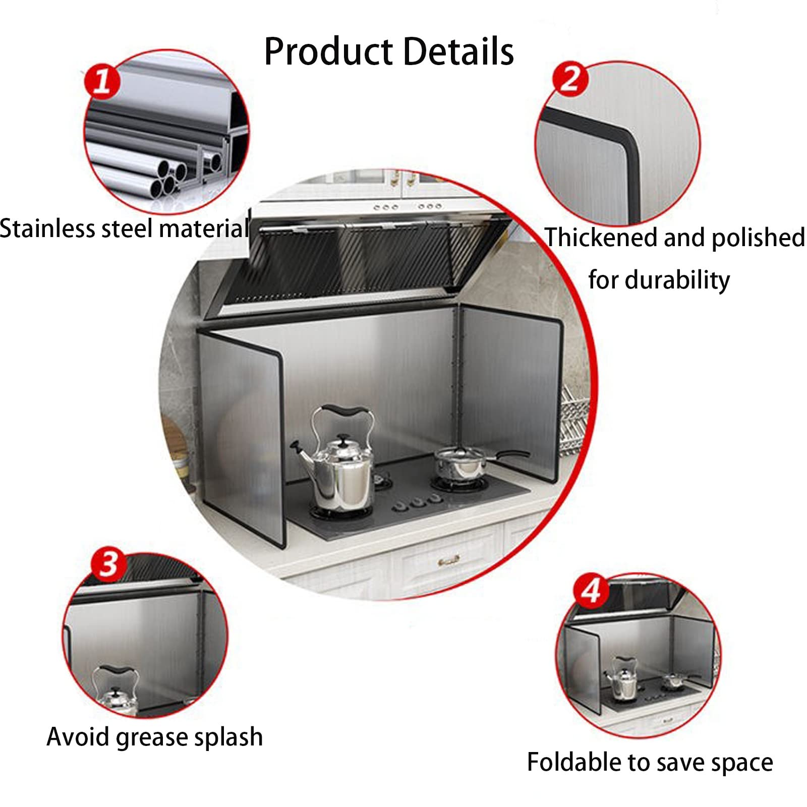 Déflecteur D'huile, Protection Anti-éClaboussures D'Huile, Résistant Aux Éclaboussures Pour Outils De Cuisine, Pliable, En Acier Inoxydable, pour Cuisinière, Cuisinière À Gaz, Poêle À Frire ( Size : 4