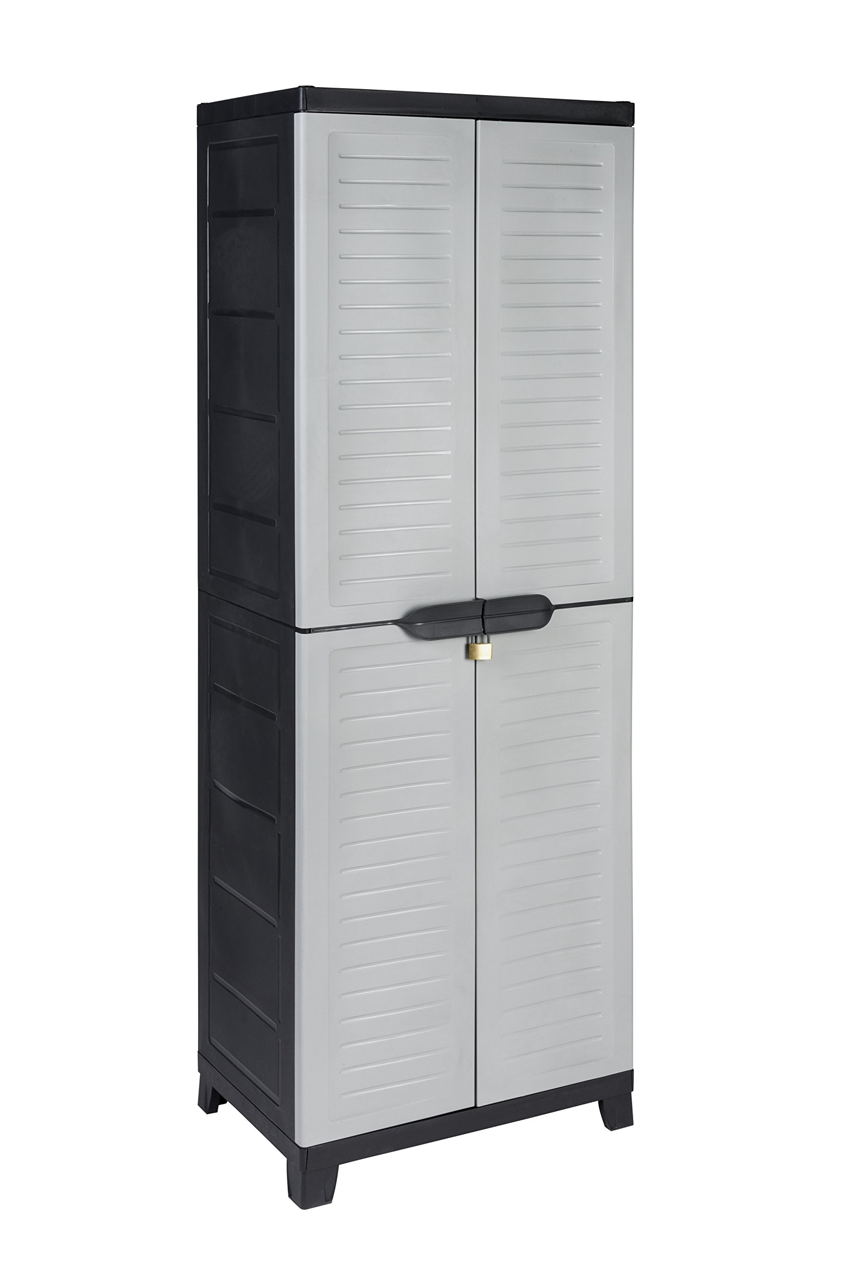 Kreher Hochwertiger Kunststoffschrank der Elite-Serie mit 4 verstellbaren Einlegeböden mit je 20kg Tragkraft - Hohe Version