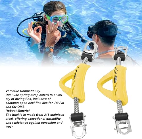 Miniatura 4 de VGEBY 2 correas de resorte de aleta de buceo, acero inoxidable de doble uso, conjunto de correa de talón de aleta de buceo con hebillas para aleta
