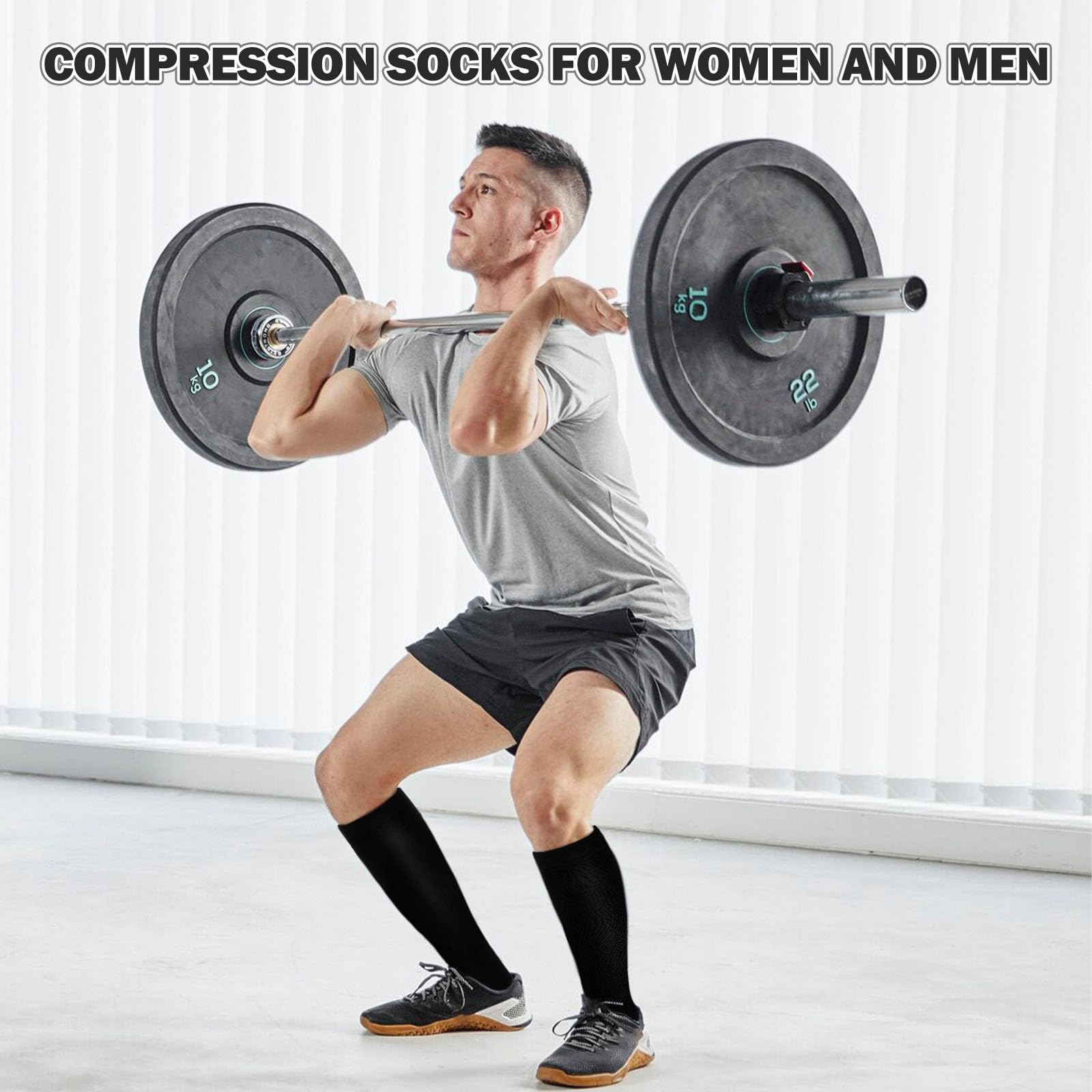 LEOSTEP 6 paires de chaussettes de compression pour hommes et femmes, soutien quotidien pour les voyages, le travail et le mode de vie actif, chaussettes respirantes confortables