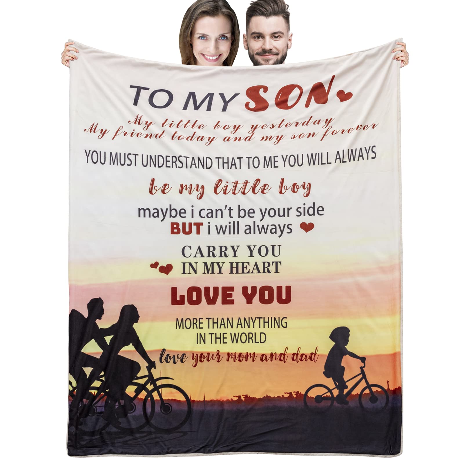 Throw Blanket to My Son from Mom Blanket Birthday Gift Micro Fleece